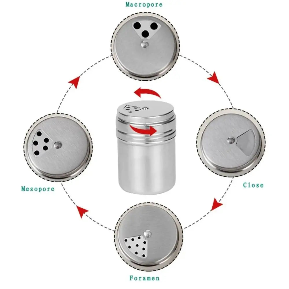 Stainless Steel Multi Purpose Seasoning Jar With Rotating Cover