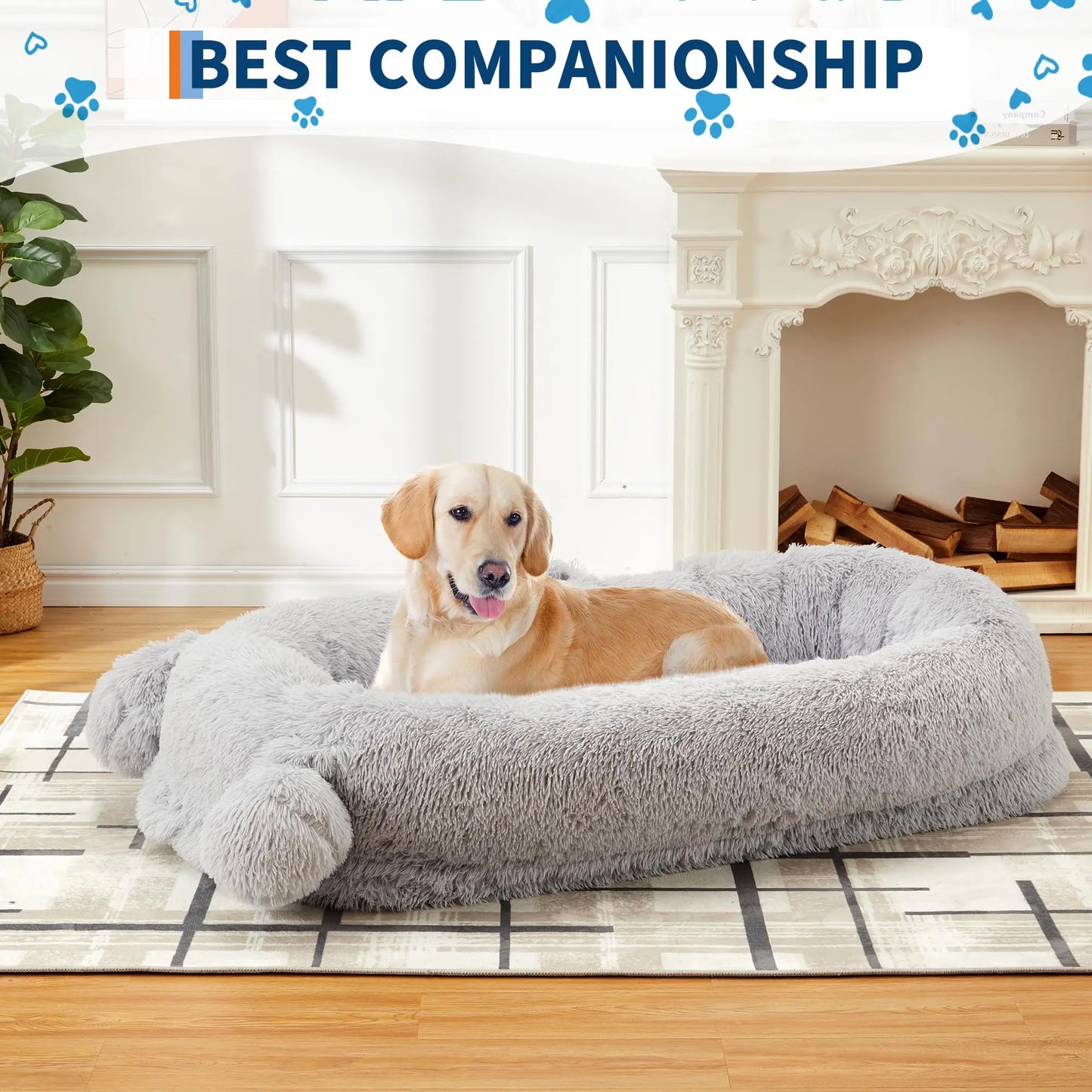 HiMISS Adult Dog Bed With Removable Cover And Blanket