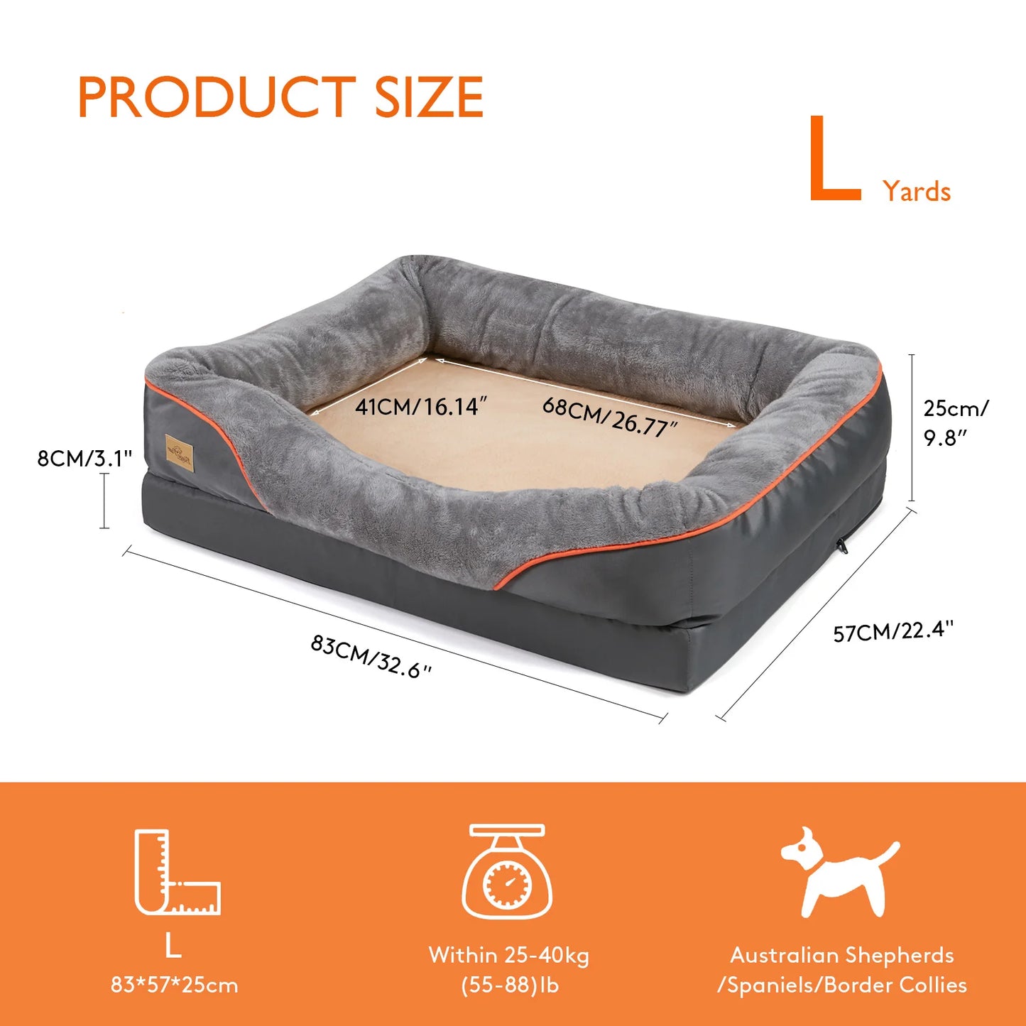 BINGOPAW Dog Bed Removable Washable Cover Anti Allergy Waterproof