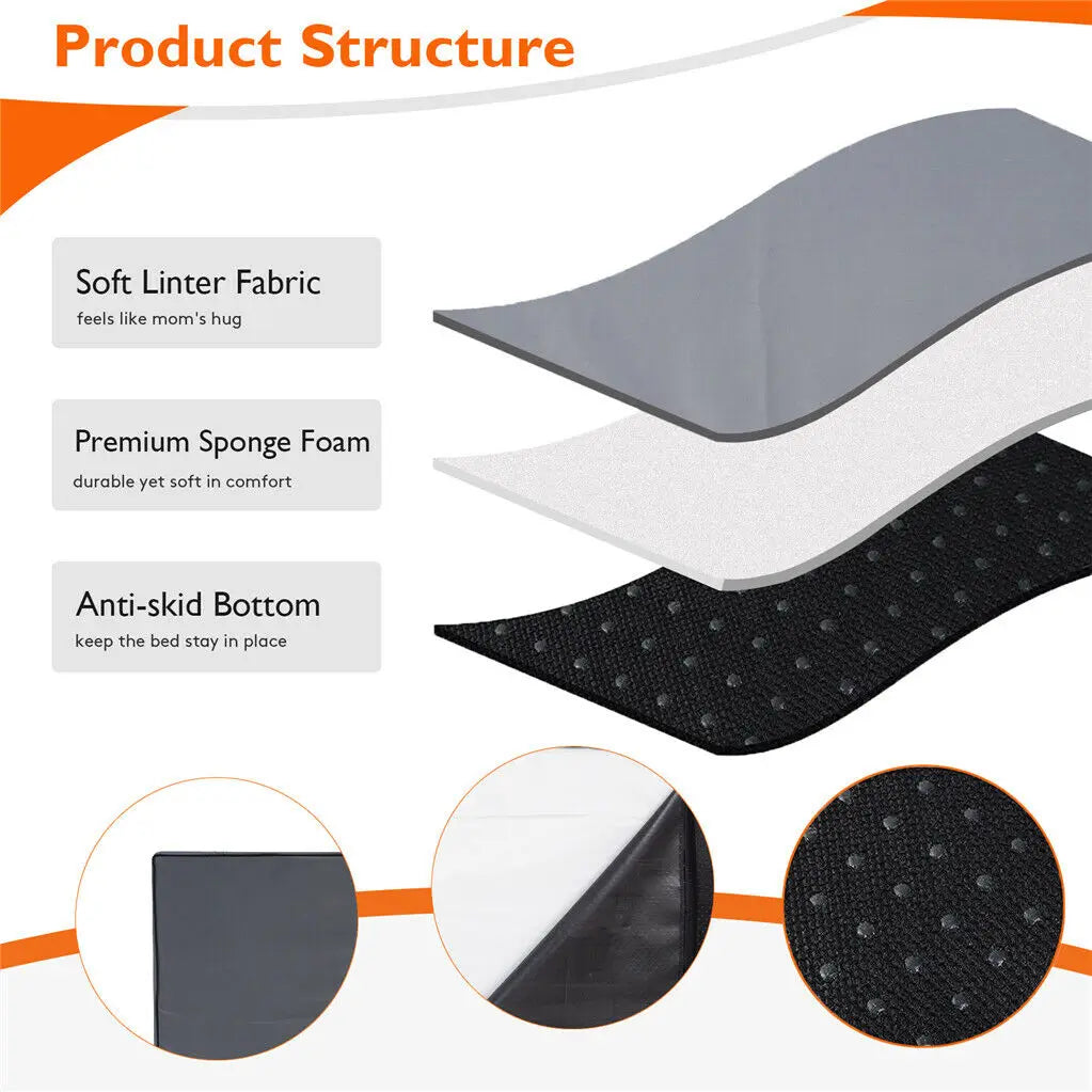 Jumbo Orthopedic Memory Foam Dog Bed With Washable Cover